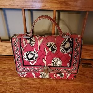 Vera Bradley Quilted Retired Red Deco Daisy Handbag